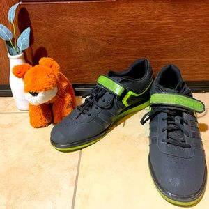 Adidas Powerlift Sneakers, Black/Green, Size 12